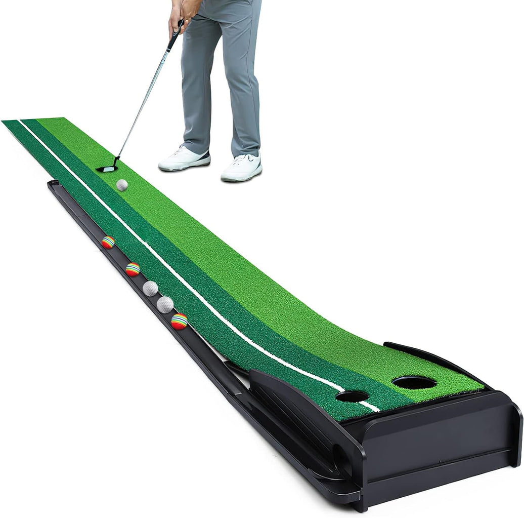 golf putting mat auto return with ball return feature for indoor practice