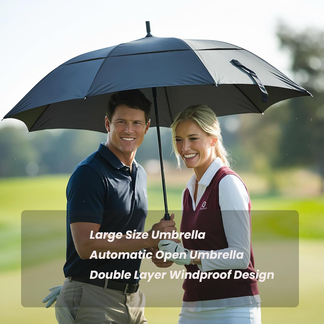 54/62/68/72 Inch Automatic Open Golf Umbrella, Extra Large Oversize Double Canopy Vented Windproof Waterproof Stick Umbrellas for Rain