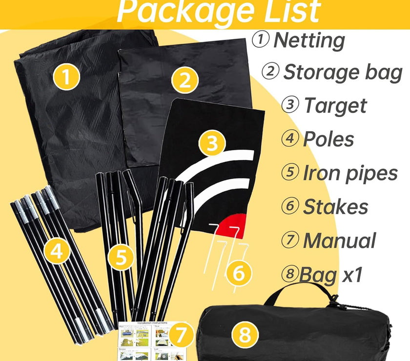 Golf Hitting Practice Nets for Backyard Driving Heavy Duty Men Real Indoor Golf Balls Hitting Pitching Driving Nets for Indoor Outdoor Garage Use Golfing Swing Training Impact Cages with Frame and Net