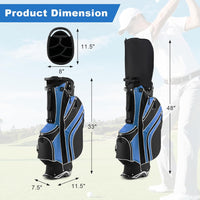 Golf Stand Bag, 6 Way Divider Golf Club Bag with 8 Pockets, Rain Hood, Umbrella Holder & Glove Sticker, Portable Lightweight Golf Bag for Men Women