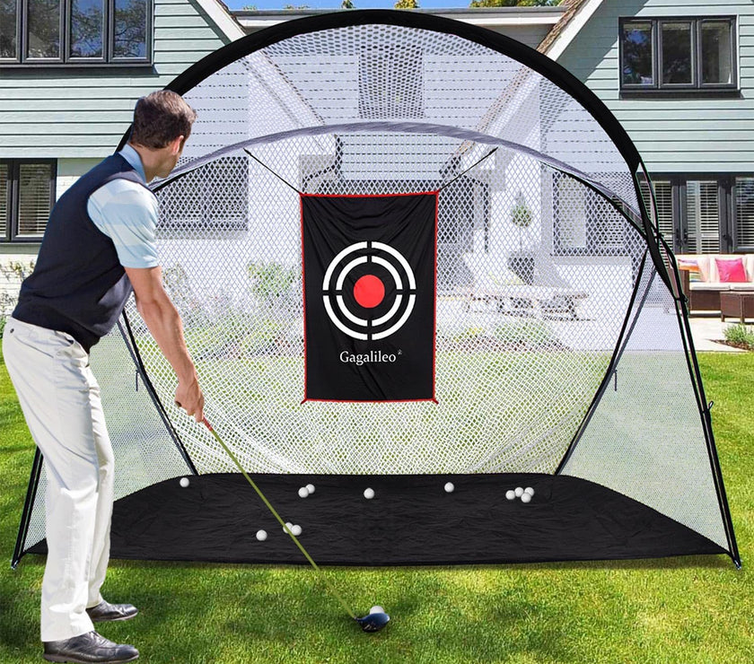 Golf Hitting Practice Nets for Backyard Driving Heavy Duty Men Real Indoor Golf Balls Hitting Pitching Driving Nets for Indoor Outdoor Garage Use Golfing Swing Training Impact Cages with Frame and Net
