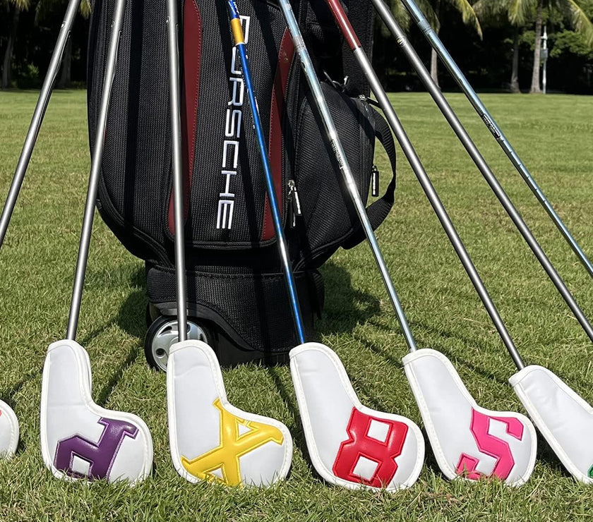 Montale Golf Iron Covers 10Pcs, Golf Iron Head Covers Leather Golf Iron Covers Set Colorful Golf Iron Headcovers,Golf Club Head Covers for Iron Customize & Non-Customiz