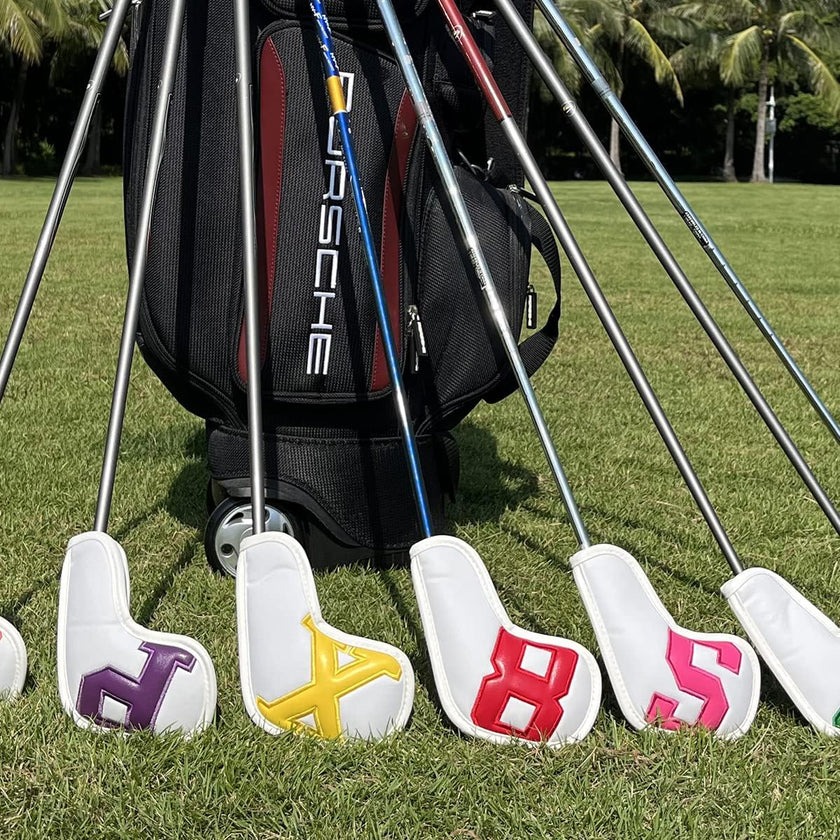 Montale Golf Iron Covers 10Pcs, Golf Iron Head Covers Leather Golf Iron Covers Set Colorful Golf Iron Headcovers,Golf Club Head Covers for Iron Customize & Non-Customiz