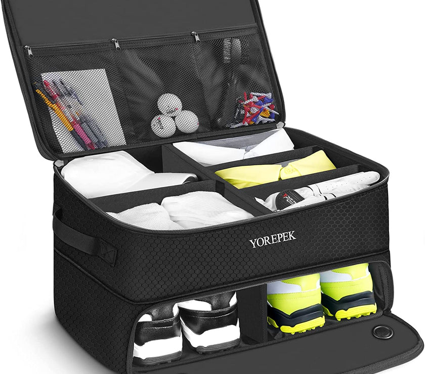 2 Layer Golf Trunk Organizer Waterproof Car Golf Locker with Separate Compartmen