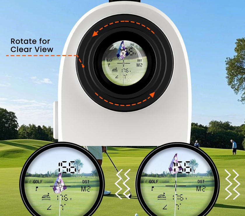 Golf Rangefinder with Slope - 1200 Yard Laser Range Finder for Golfing & Hunting, High-Precision Flag Locking Vibration, 7X Magnification, USB-C Rechargeable, Built-In Magnetic Strip
