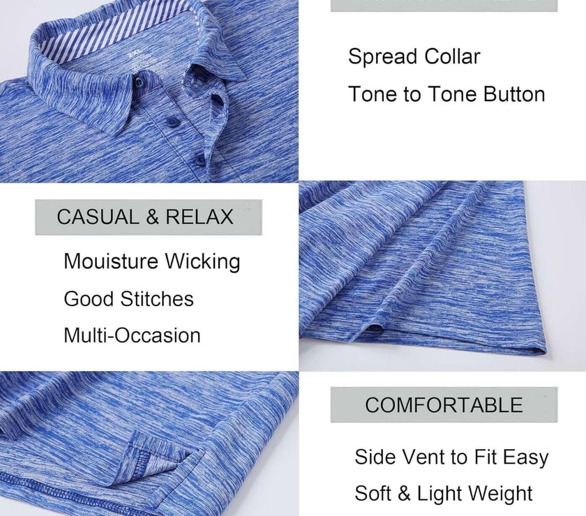 Mens Golf Shirt Moisture Wicking Quick-Dry Short Sleeve Casual Polo Shirts for Men