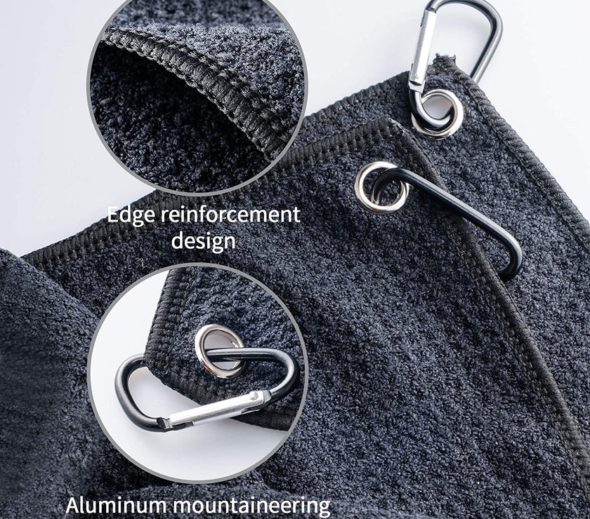 3 Pack Golf Towel Golf Club Cleaner Set, Microfiber Fabric Waffle Pattern Towels, Heavy Duty Carabiner Clip (3Pcs)