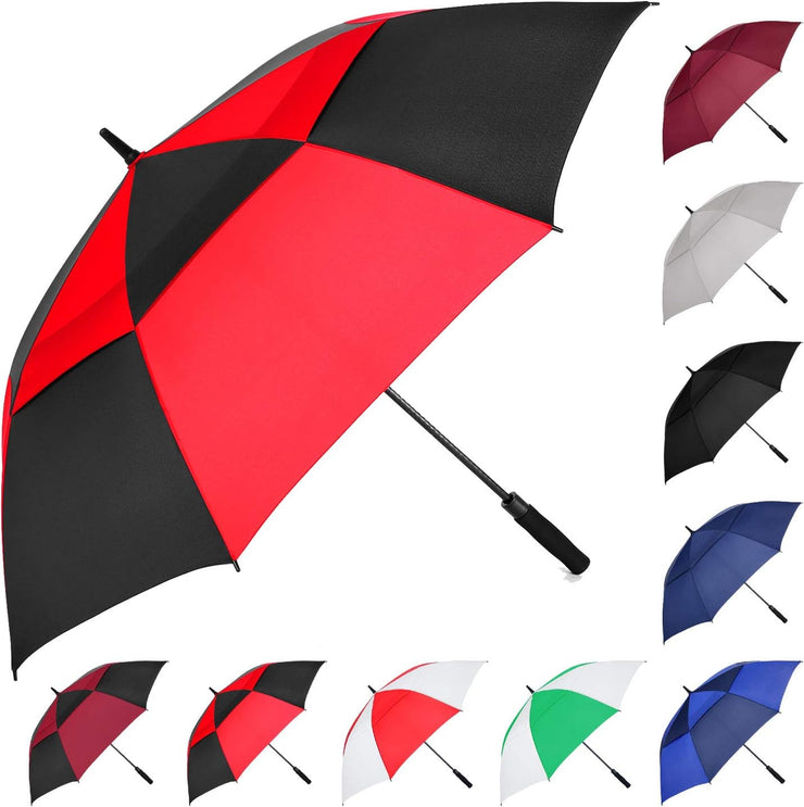 54/62/68/72 Inch Automatic Open Golf Umbrella, Extra Large Oversize Double Canopy Vented Windproof Waterproof Stick Umbrellas for Rain