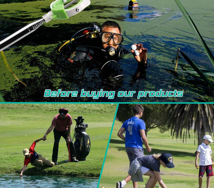 Golf Ball Retriever, Golf Ball Retrievers Telescopic for Water with Spring Release-Ready Head, Balls Retriever Tool Golf with Locking Clip, Grabber Tool, Golf Accessories Golf Gift for Men
