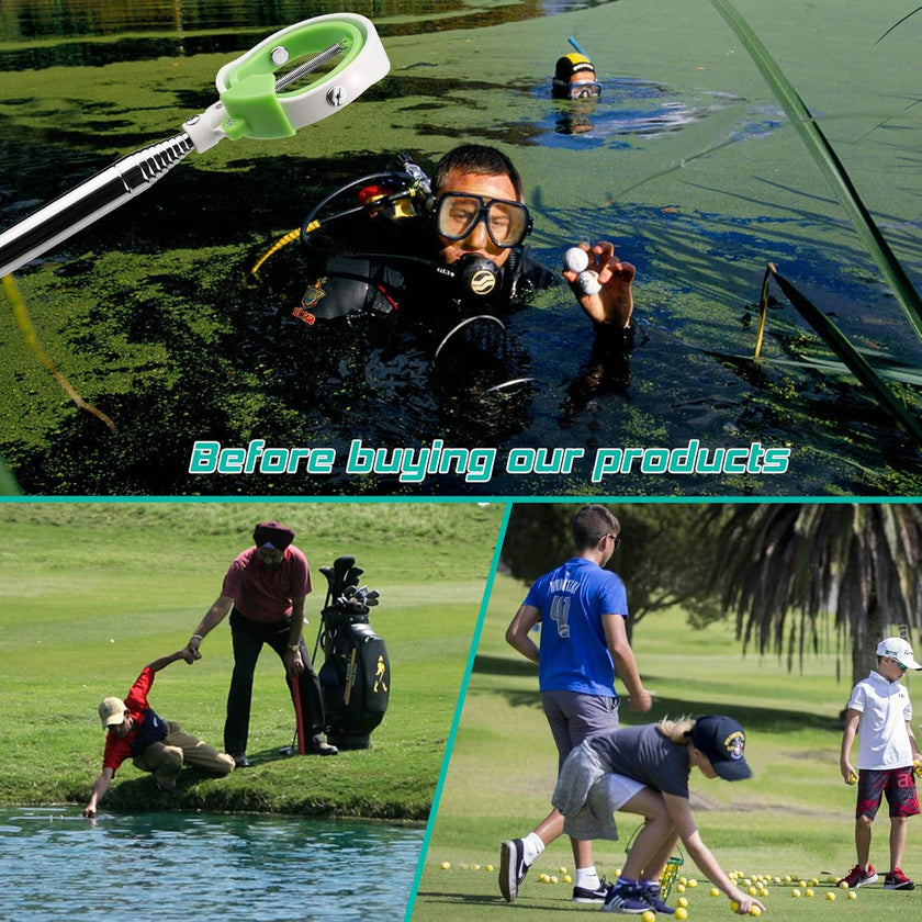 Golf Ball Retriever, Golf Ball Retrievers Telescopic for Water with Spring Release-Ready Head, Balls Retriever Tool Golf with Locking Clip, Grabber Tool, Golf Accessories Golf Gift for Men