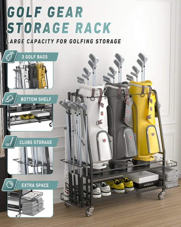 Naleya Golf Storage Rack for 3 Golf Bags