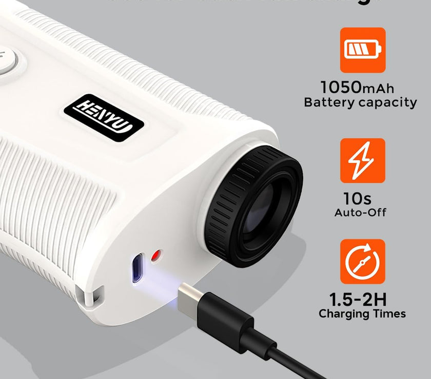Golf Rangefinder with Slope - 1200 Yard Laser Range Finder for Golfing & Hunting, High-Precision Flag Locking Vibration, 7X Magnification, USB-C Rechargeable, Built-In Magnetic Strip