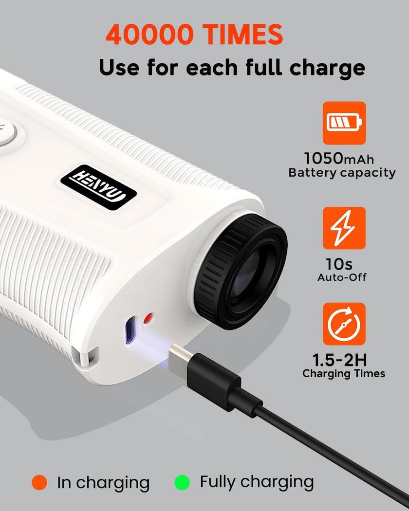 Golf Rangefinder with Slope - 1200 Yard Laser Range Finder for Golfing & Hunting, High-Precision Flag Locking Vibration, 7X Magnification, USB-C Rechargeable, Built-In Magnetic Strip
