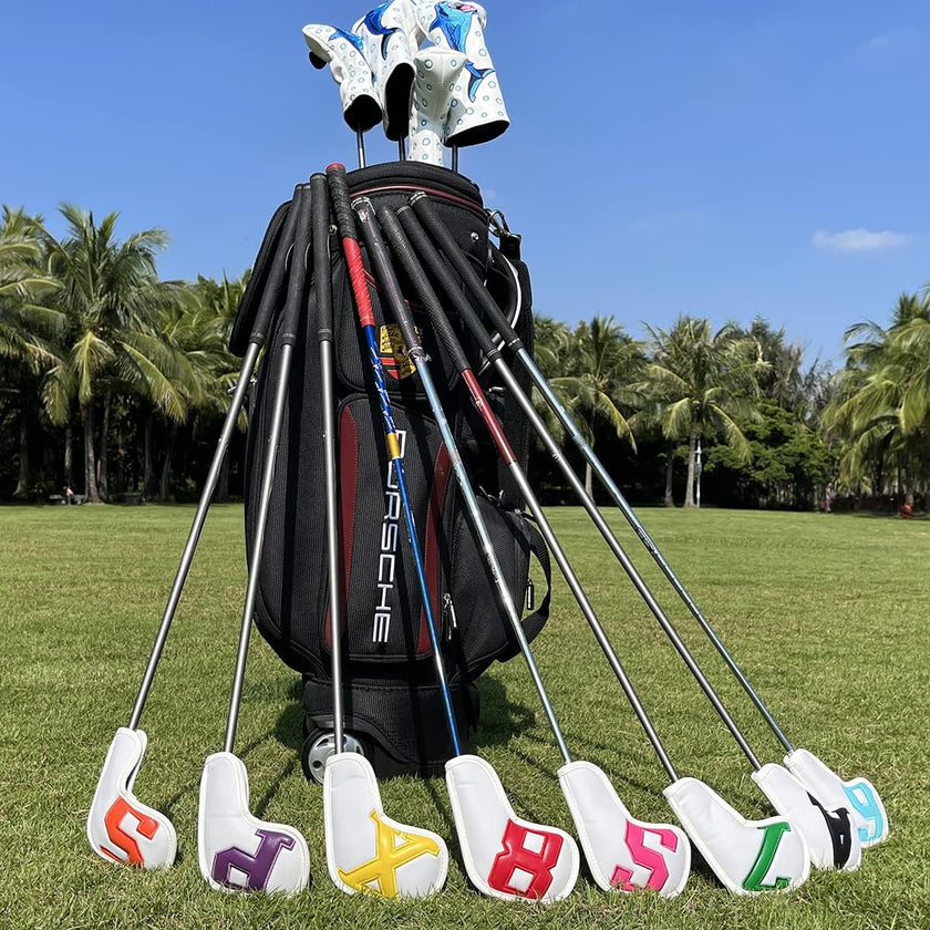 Montale Golf Iron Covers 10Pcs, Golf Iron Head Covers Leather Golf Iron Covers Set Colorful Golf Iron Headcovers,Golf Club Head Covers for Iron Customize & Non-Customiz