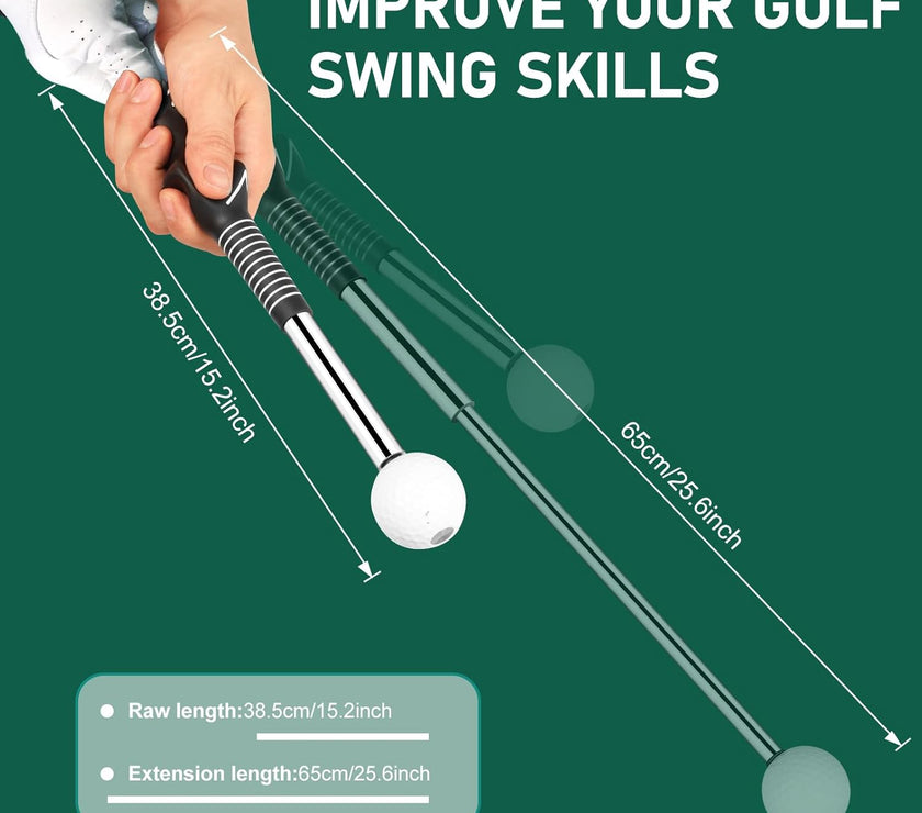 Golf Grip Swing Training Aid - Retractable Click Club Trainer Indoor Practice Warm up Stick Flexible Telescopic Short Club Tempo Sound Release Trainer Devices