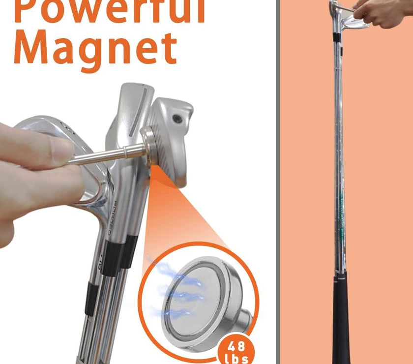 Chrome golf alignment rods with powerful magnet attaching rods to a putter for practice and storage golf alignment rods sale