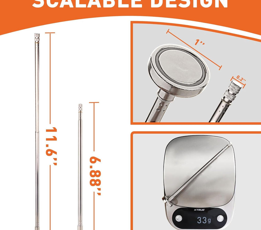 Chrome scalable golf alignment rods sale showing two rod lengths 11.6 inches and 6.88 inches with magnetic tops
