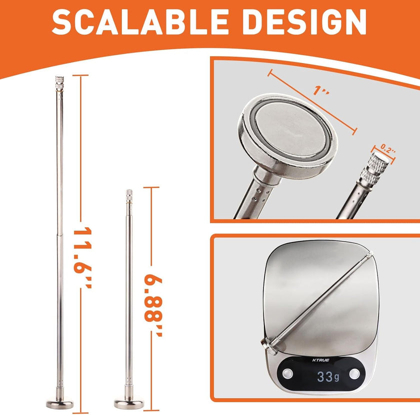 Chrome scalable golf alignment rods sale showing two rod lengths 11.6 inches and 6.88 inches with magnetic tops