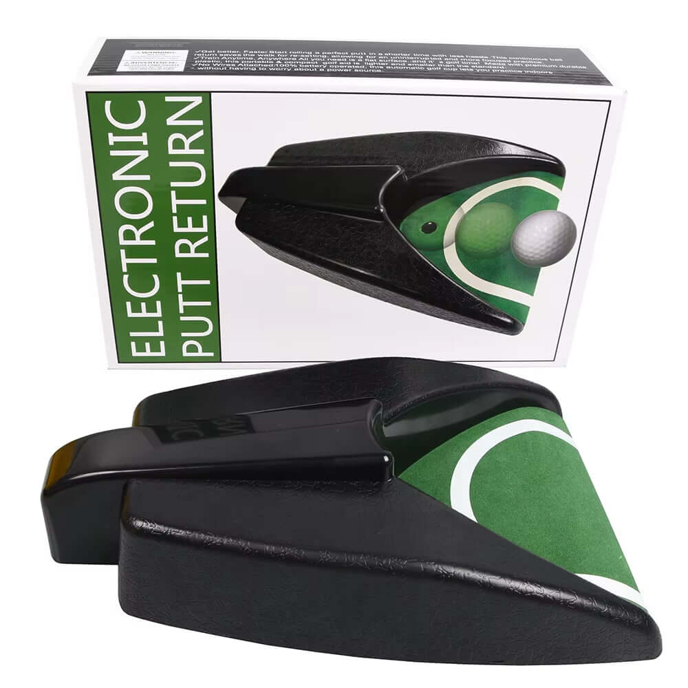 Automatic Ball Return Putter with electronic ball return for continuous indoor putting practice