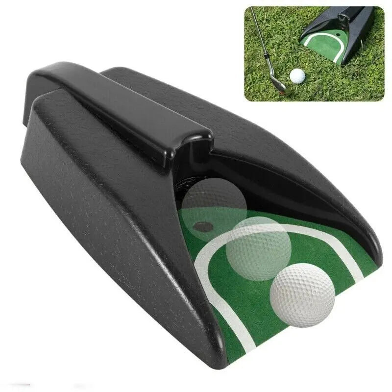 Automatic Putter Cup golf training aid with ball return for indoor and outdoor putting practice