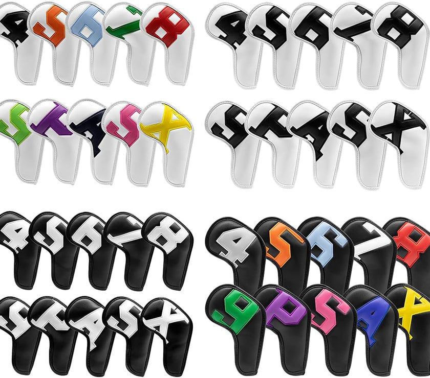 Montale Golf Iron Covers 10Pcs, Golf Iron Head Covers Leather Golf Iron Covers Set Colorful Golf Iron Headcovers,Golf Club Head Covers for Iron Customize & Non-Customiz