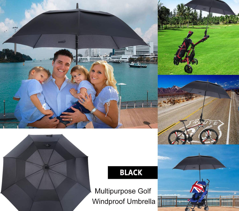 54/62/68/72 Inch Automatic Open Golf Umbrella, Extra Large Oversize Double Canopy Vented Windproof Waterproof Stick Umbrellas for Rain