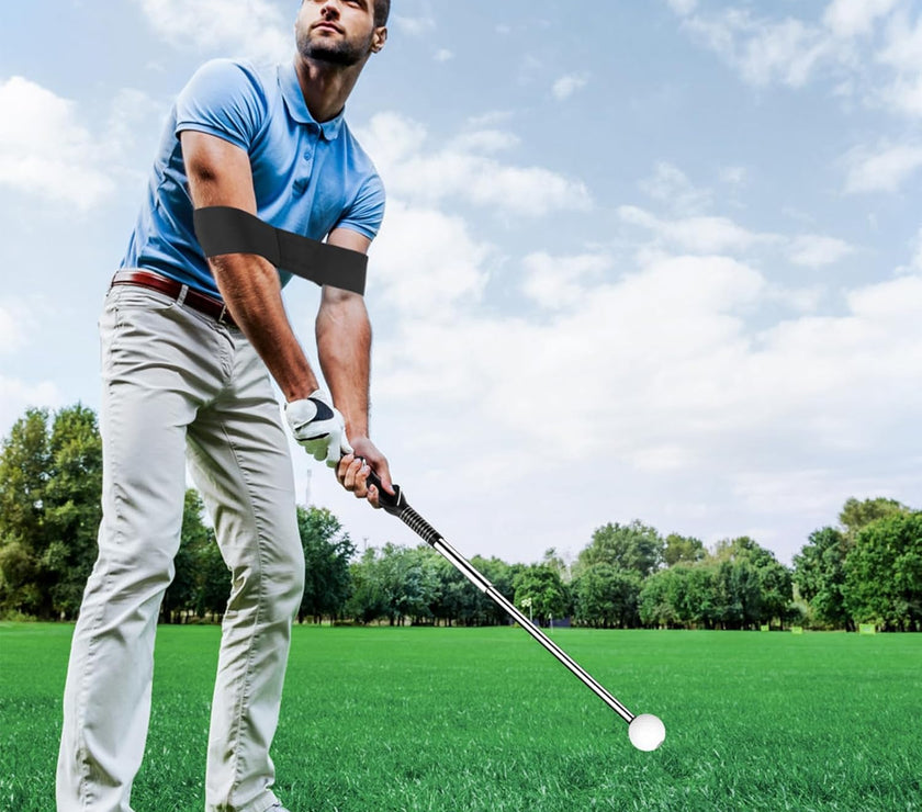 Golf Grip Swing Training Aid - Retractable Click Club Trainer Indoor Practice Warm up Stick Flexible Telescopic Short Club Tempo Sound Release Trainer Devices