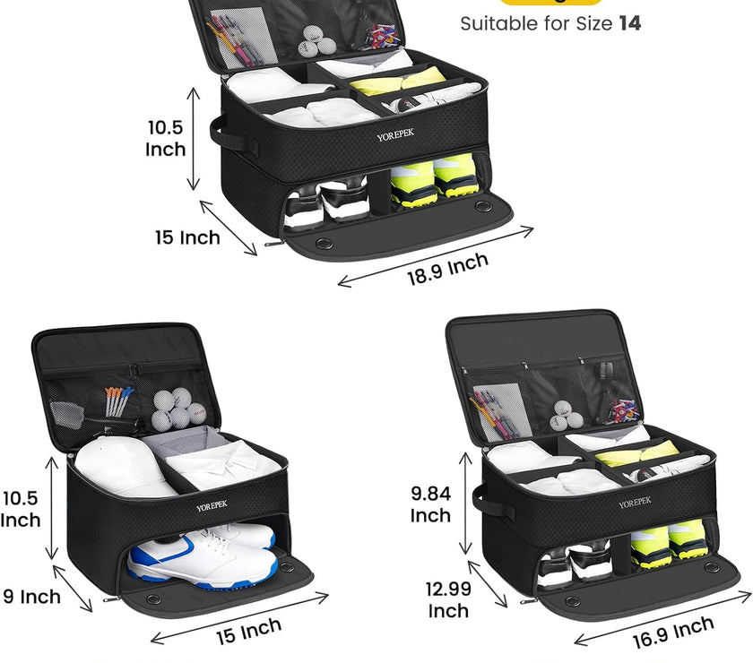 2 Layer Golf Trunk Organizer Waterproof Car Golf Locker with Separate Compartmen