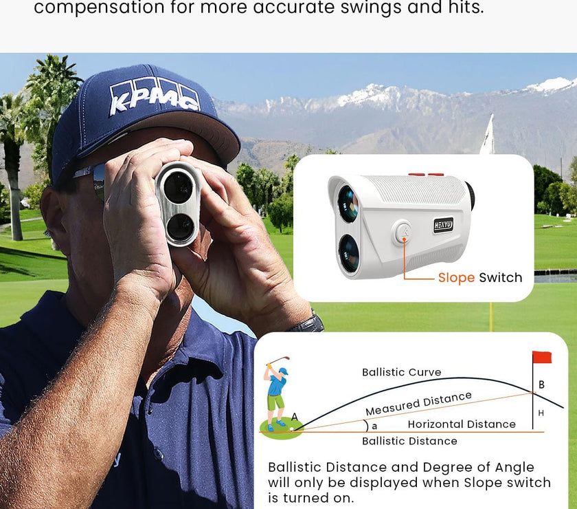 Golf Rangefinder with Slope - 1200 Yard Laser Range Finder for Golfing & Hunting, High-Precision Flag Locking Vibration, 7X Magnification, USB-C Rechargeable, Built-In Magnetic Strip