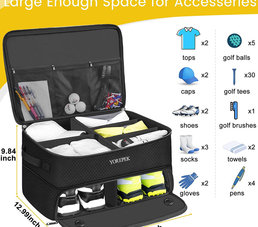 2 Layer Golf Trunk Organizer Waterproof Car Golf Locker with Separate Compartmen