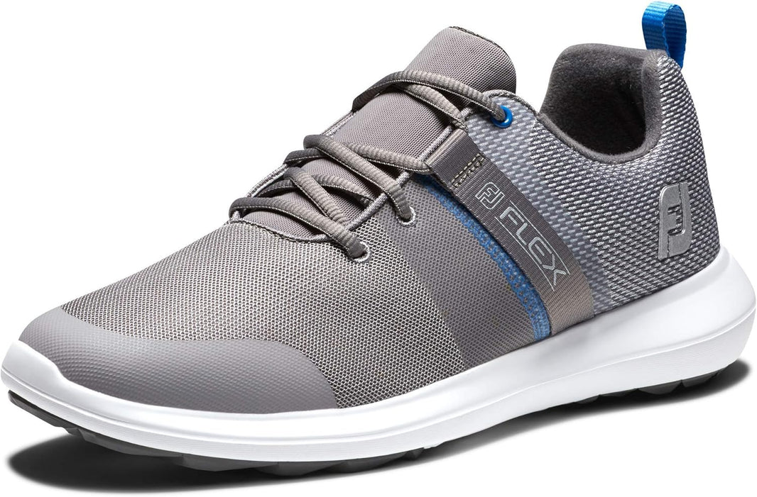 Men's FJ Flex golf shoes sale in grey with breathable mesh design and lightweight sole for comfort