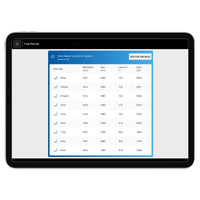 FlightScope i4 Golf Rangefinder displaying club data including speed, spin, and launch details on a tablet