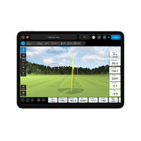 FlightScope X3C Launch Monitor interface displaying golf shot data and trajectory analytics.