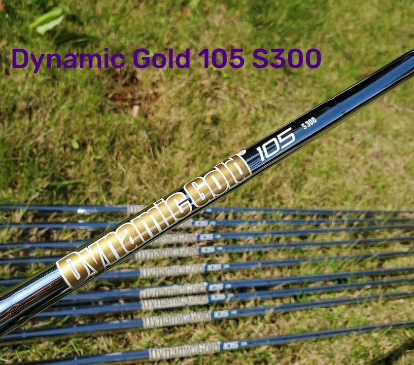 Dynamic Gold 105 S300 Golf Club Shafts in a Row for a Forged Golf Club Set