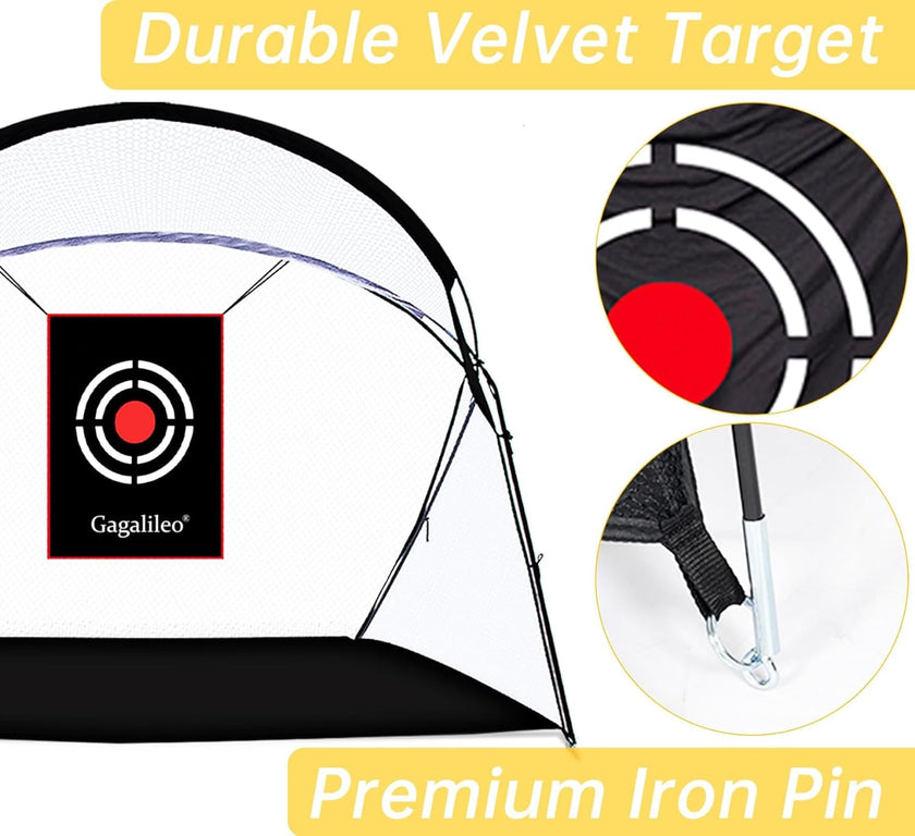 Heavy Duty Golf Hitting Nets with Durable Frame and Velvet Target
