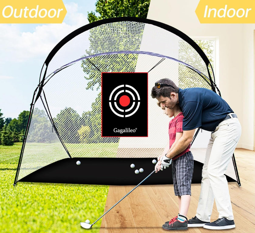 Heavy Duty Golf Hitting Nets for indoor and outdoor practice with durable frame and netting.