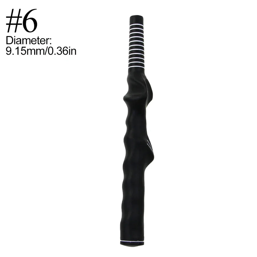 Golf swing grip trainer for improving technique and hand positioning.