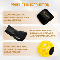 Golf swing trainer ball with soft connection, adjustable elastic wristband, and high-quality PU foam for effective training.