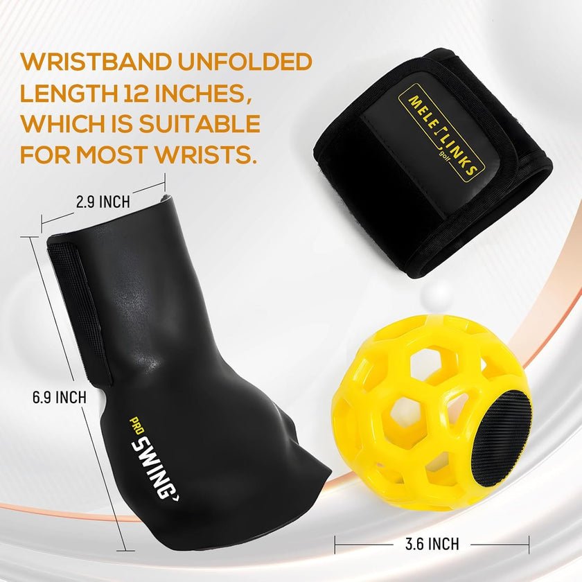 Golf Swing Trainer Ball with wristband for improving golf technique and posture.
