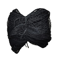 Folded black high impact golf practice net for indoor and outdoor training, 10x10 ft heavy-duty golf netting.
