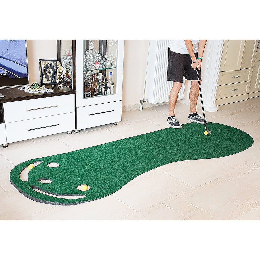 Magenta Danae Indoor Golf Putting Green with realistic turf and three practice holes for home use