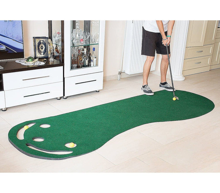 Magenta Danae Indoor Golf Putting Green with realistic turf and three practice holes for home use