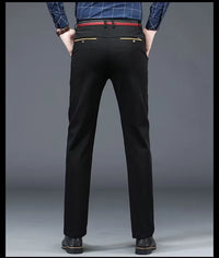 Men's stretch golf pants in black with a tailored fit, perfect for comfort on the golf course