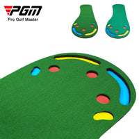 PGM green indoor putting practice mat with multiple target holes colorful cup rims for at home training