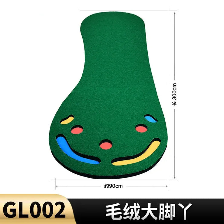 Under Par Discount Golf green multi hole indoor putting practice mat 300 cm long with colored target cups