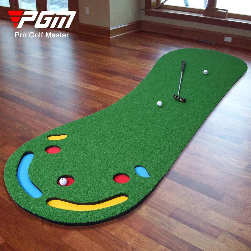 Under Par Discount Golf indoor putting practice mat green turf with multiple target holes putter and three golf balls