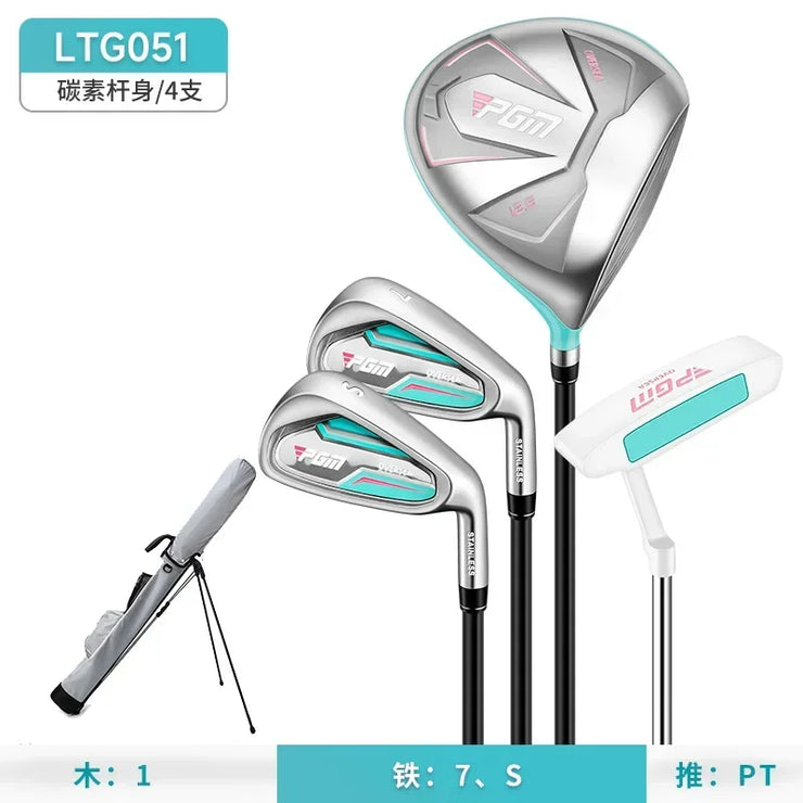 PGM ladies golf clubs with bag including driver, irons, and putter for beginner golfers