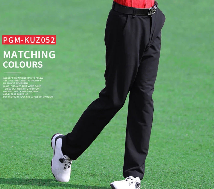 Slim fit golf pants for men in black, designed for comfort and style on the course