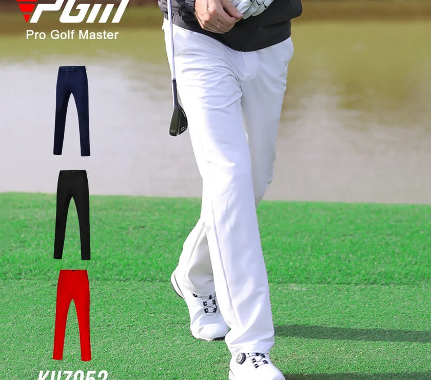 Slim fit golf pants for men in white, ideal for comfort and style on the golf course