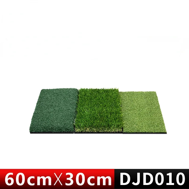 Under Par Discount Golf tri-turf golf hitting mat with three side by side turf panels in varied textures for practice